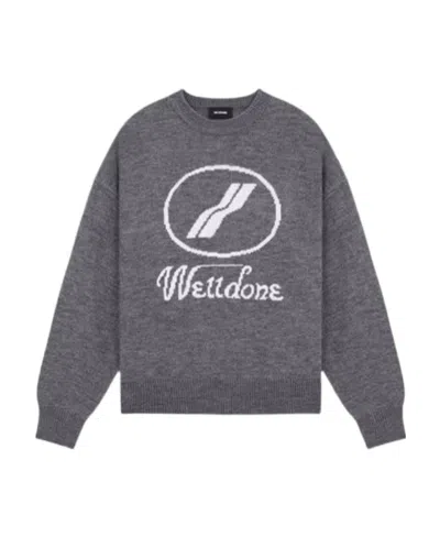 We11 Done Crew-neck Logo Jumper In Gray