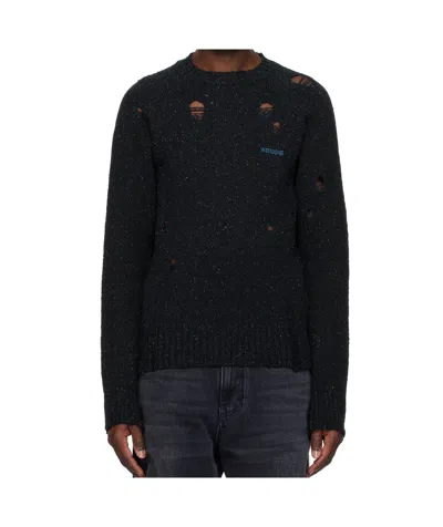 We11 Done Crew Neck Long Sleeve Sweater In Black