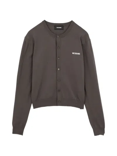 We11 Done Crew-neck Long-sleeve Cardigan In Gray