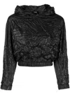 We11 Done Crinkle Cropped Hoodie In Black