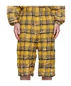 We11 Done Crinkled Check Shorts In Brown