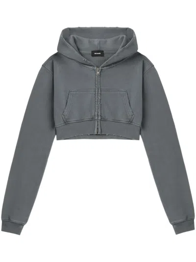 We11 Done Cropped Hoodie In Grey