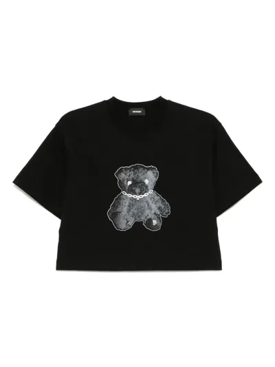 We11 Done Cropped Necklace Teddy T-shirt In Black