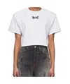 We11 Done Gray Shoulder Pad Cropped T-shirt In White