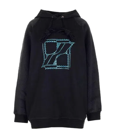 We11 Done Crystal-embellished Hoodie In Black