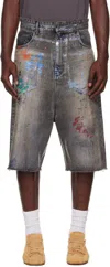 We11 Done Denim Shorts With Belt Loops In Blue