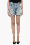 WE11 DONE DENIM SHORTS WITH FRAYED HEM