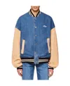We11 Done Denim Varsity Jacket In Blue