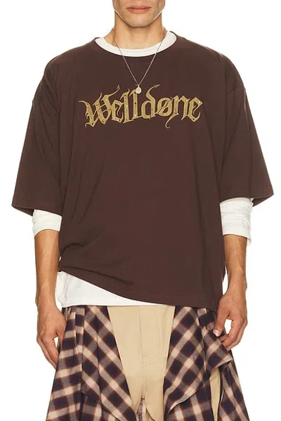 We11 Done Devil Arms Up T-shirt In Brown