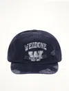 We11 Done Navy Distressed Collegiate Cap In Blue
