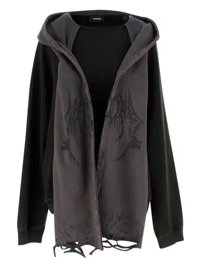 WE11 DONE DISTRESSED-EFFECT HOODIE