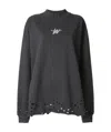 We11 Done Distressed-hem Sweatshirt In Black