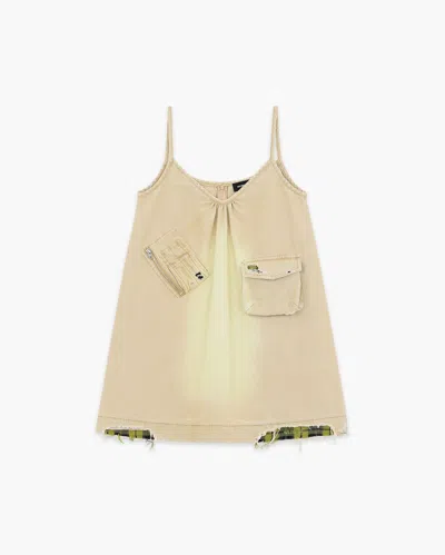 We11 Done Distressed Pattern Reveal Mini Dress In Neutral