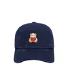 We11 Done Distressed Teddy Bear Baseball Cap In Blue