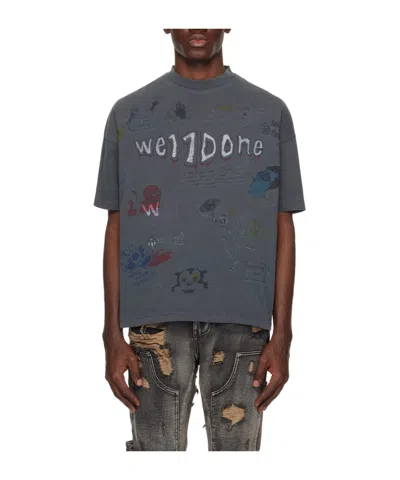 We11 Done Doodle Short Sleeved T-shirt In Black