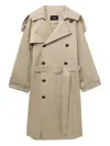 We11 Done Double-breasted Belted Trench Coat In Neutral