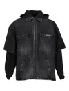 We11 Done Double-layer Denim Jacket In Black