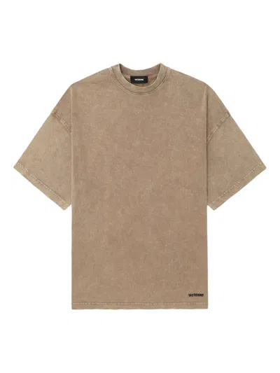 We11 Done Double-layered Acid-wash T-shirt In Brown