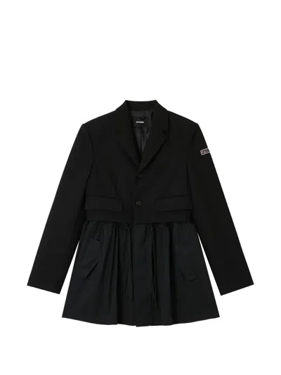 We11 Done Drawstring-waist Panelled Blazer In Black