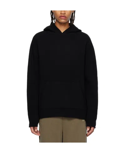 We11 Done Drop-shoulder Fleece Hoodie In Black