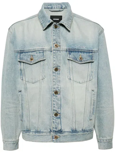 We11 Done Embroidered Logo Denim Jacket In Green