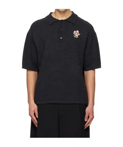 We11 Done Embroidered Logo Wool Polo Shirt In Multi