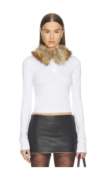 We11 Done Faux Fur Collar T-shirt In White