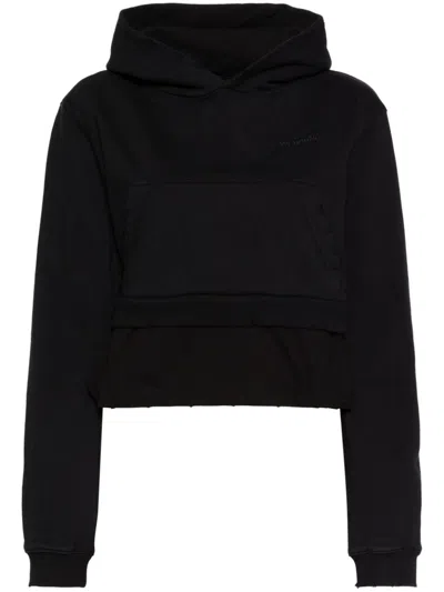 We11 Done Faux-pearl Embellishment Layered Hoodie In Black