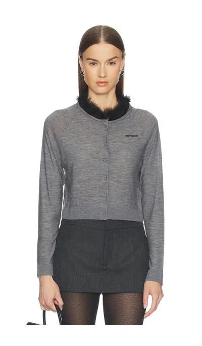 We11 Done Feather Collar Cardigan In Gray