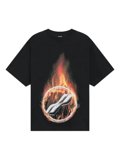 We11 Done Flame Logo T-shirt In Black