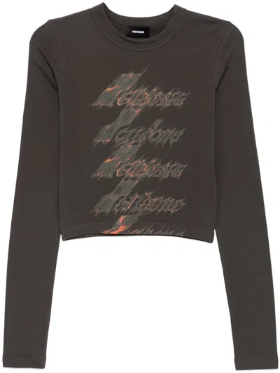 We11 Done Flame T-shirt Mit Logo In Grau