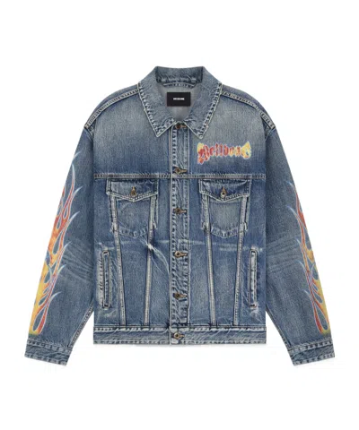 We11 Done Flame Micro-label Denim Jacket In Blue