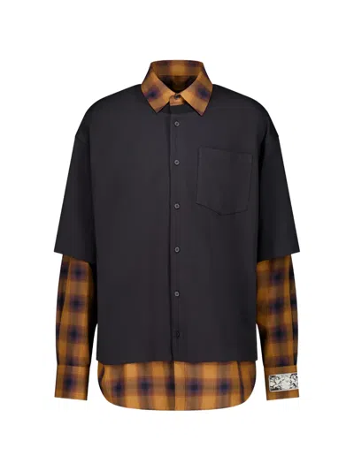 We11 Done Flannel Check-pattern Shirt In Black