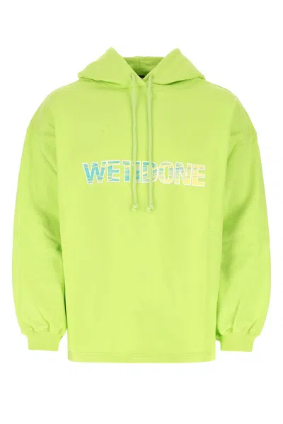 We11 Done Fluo Green Cotton Oversize Sweatshirt In Lime