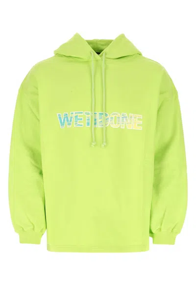 WE11 DONE FLUO GREEN COTTON OVERSIZE SWEATSHIRT