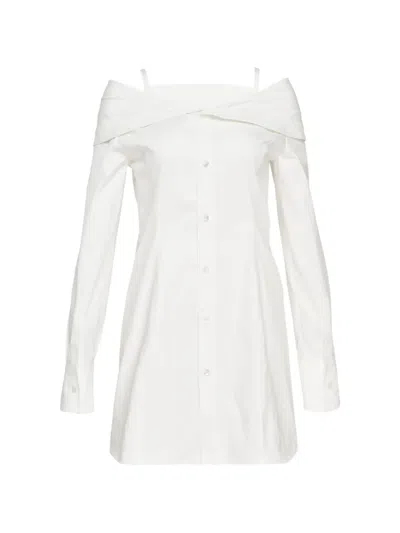 We11 Done Fold-over Off-shoulder Dress In White