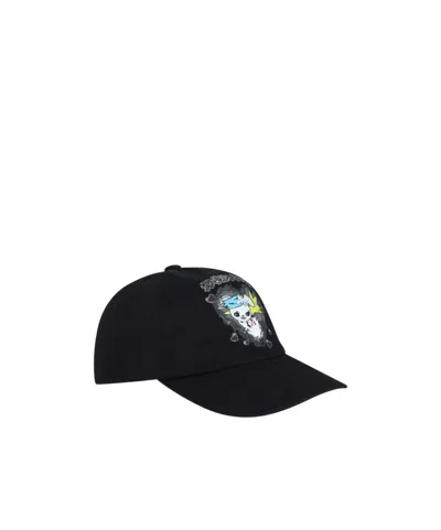 We11 Done Graphic-print Cotton Cap In Black