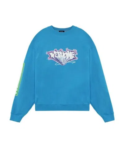 We11 Done Graphic-print Cotton Sweatshirt In Blue