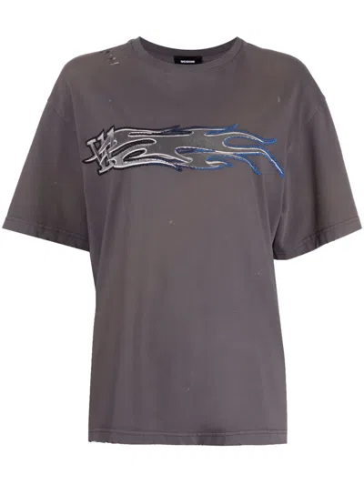 We11 Done Graphic-print Cotton T-shirt In Grey