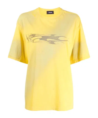 We11 Done Graphic-print Cotton T-shirt In Yellow