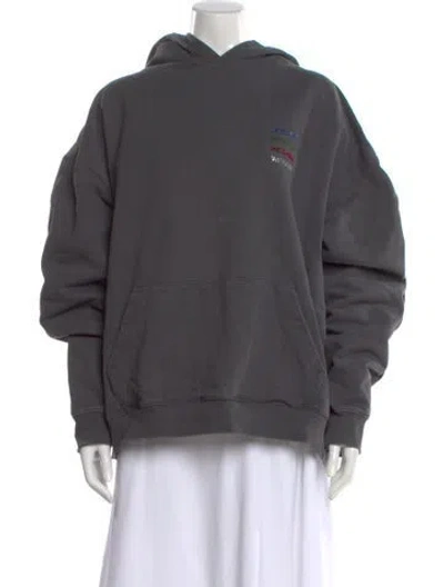Pre-owned We11 Done Graphic Print Crew Neck Hoodie In Grey