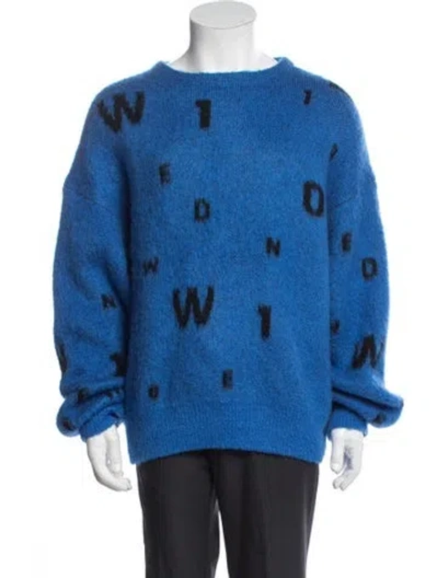 Pre-owned We11 Done Graphic Print Crew Neck Pullover In Blue