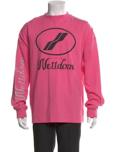Pre-owned We11 Done Graphic Print Crew Neck Pullover In Pink
