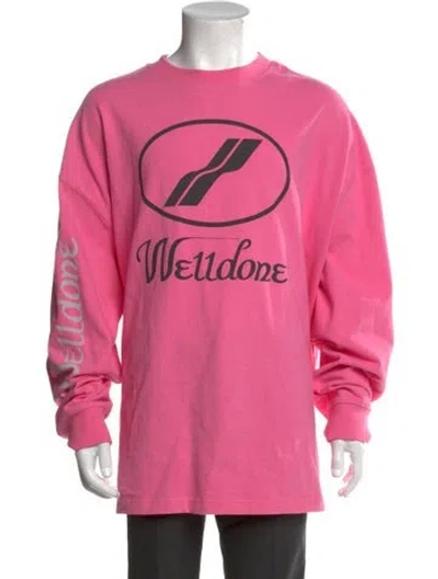 Pre-owned We11 Done Graphic Print Crew Neck Pullover In Pink