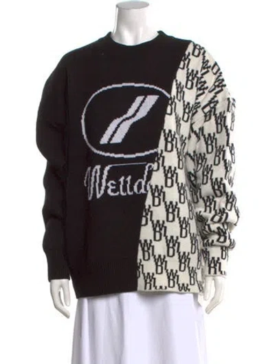 Pre-owned We11 Done Graphic Print Crew Neck Sweater In Black/white