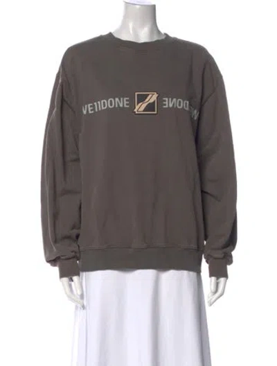 Pre-owned We11 Done Graphic Print Crew Neck Sweater In Gray