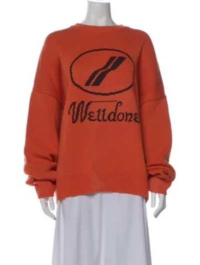 Pre-owned We11 Done Graphic Print Crew Neck Sweater In Orange
