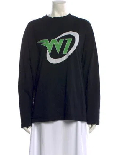 Pre-owned We11 Done Graphic Print Crew Neck Sweatshirt In Black