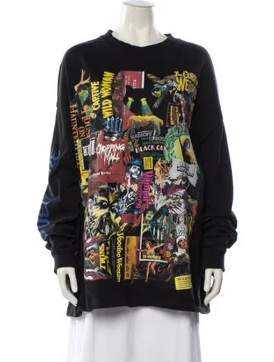 Pre-owned We11 Done Graphic Print Crew Neck Sweatshirt In Black