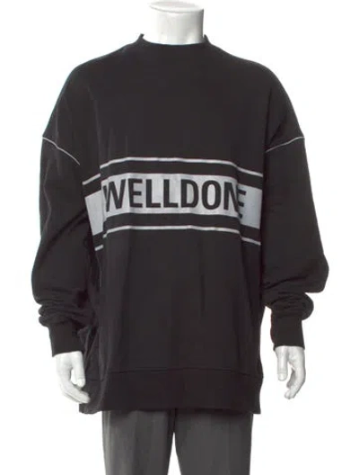 Pre-owned We11 Done Graphic Print Crew Neck Sweatshirt In Black